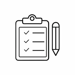 Fototapete - Checklist and Pencil Icon, Minimalist Vector Symbol for Tasks and Organization