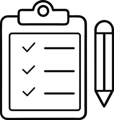 Fototapete - Checklist and Pencil Icon, Minimalist Vector Symbol for Tasks and Organization
