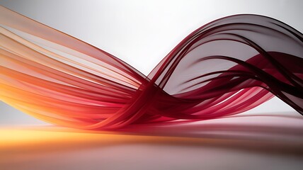Poster - Flowing translucent fabric waves in warm hues image
