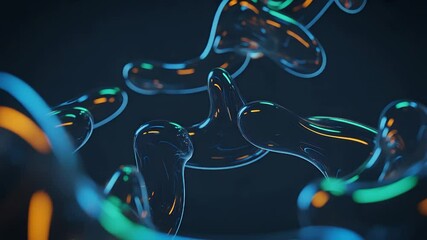 Poster - Abstract Liquid Forms: Glowing, translucent shapes float in a dark void, their neon highlights creating a mesmerizing, otherworldly scene.