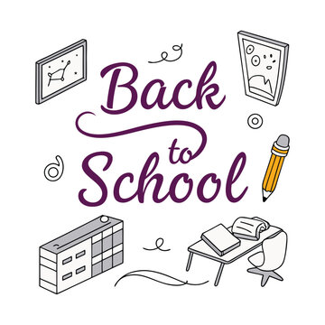 Back to school illustration with classroom elements and educational supplies