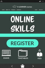 Poster - Composite image of online education interface on screen