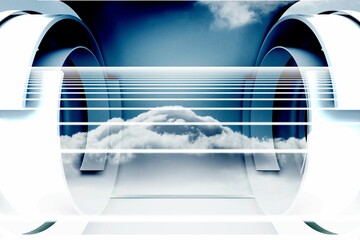 Poster - Abstract cloud design in futuristic structure