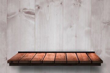 Poster - Digital composite image of shelf on wooden wall