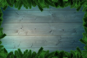 Poster - Twigs forming frame agaisnt wooden wall