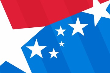 Poster - White stars are shining across red and blue shapes in flat design patriotic theme