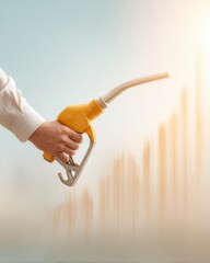 Aufkleber - Professional Business Visual of Fuel Nozzle and Upward Arrow Symbolizing Rising Gas Prices and Energy Market Trends for Marketing Campaigns