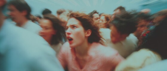Aufkleber - Stock Exchange Chaos with Frantic Traders and Plunging Market Data Screen Financial Volatility and Risk Management Amid Economic Crisis