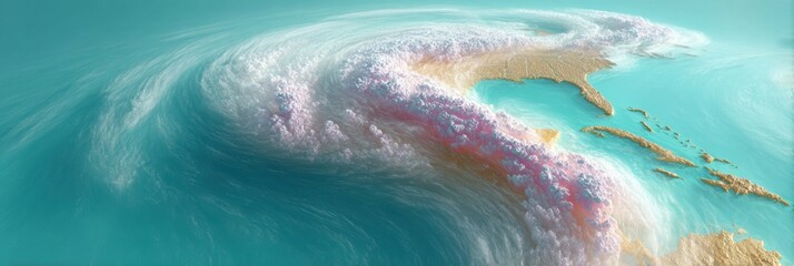 Fototapete - Interactive Hurricane Path Map of Southeastern US with Real-Time Tracking, Hazard Warnings, and Digital Weather Forecast for Disaster Preparedness and Safety