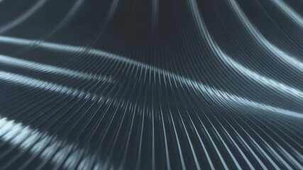 Poster - Flowing Metal Waves: Shimmering silver metal undulates in rhythmic waves, creating a captivating abstract pattern of light and shadow