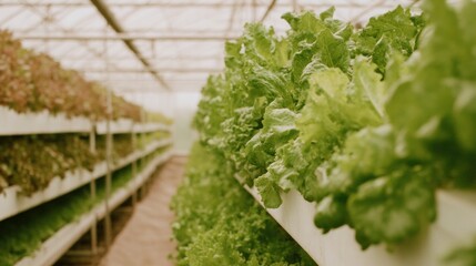 Poster - Modern Vertical Farming with Premium Hydroponic Leafy Greens Sustainable Agriculture Inspiring Healthy Eating for Wellness Marketing Campaigns