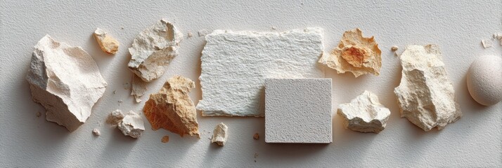 Poster - Premium Sustainable Crafting Materials with Recycled Torn Paper and Cardboard Pieces for Modern Eco-Friendly Art Projects and Creative Design Marketing Content