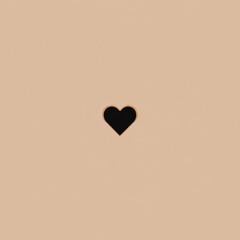 Aufkleber - Minimalist black heart icon centered on beige background for web and app design, symbolizing unity, love, and emotional connection in modern branding