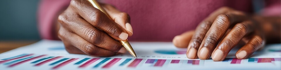 Aufkleber - Professional Financial Analyst Reviewing Investment Data with Pen Modern Corporate Insights for Confident Portfolio Management and Risk Assessment Marketing Content