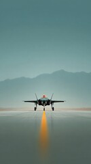 Poster - High-Quality Stealth Fighter Jet F-35 Lightning II Accelerating on Runway Modern Military Power Symbol for Professional Air Force Marketing and Editorial Use