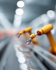 Poster - Modern Digital Twin Automotive Assembly Line with Robotic Arms Premium Industry 0 Technology for Professional Manufacturing and Production Optimization