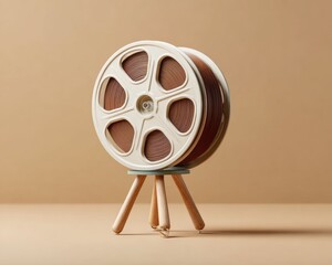 Leinwandbilder - Professional Vintage Film Reel on Stand Premium Classic Cinema Art for Creative Marketing, Inspiring Storytelling and Movie Festival Promotions