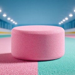 Aufkleber - Professional Pink Hockey Puck on Ice Rink Modern Sports Equipment Symbolizing Focus and Resilience for Premium Advertising and Social Media Campaigns