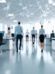 Aufkleber - Modern Professional Office Network Connectivity with Transparent People Icons Premium Corporate Collaboration Concept for Business Marketing and Social Media