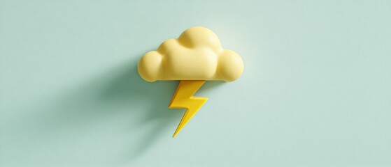 Aufkleber - Modern Storm Alert Icon with Lightning Bolt in Playful Plastic Style for Digital Weather Warnings and Tech Communication, Premium Professional Content