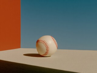 Leinwandbilder - Modern Premium Baseball Close-Up with Minimalist Backdrop Authentic Sports Visual for Youth and Millennial Athletic Marketing Campaigns