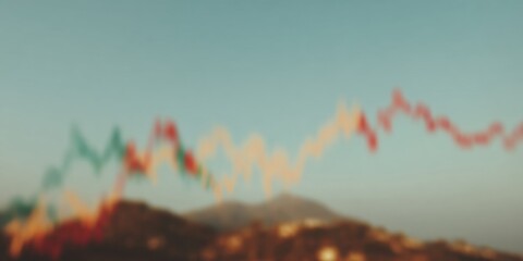 Aufkleber - Abstract Blurred Stock Market Graph with Fluctuating Trading Lines Highlighting Volatility and Financial Data for Modern Business and Investment Insight