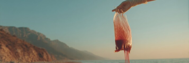 Aufkleber - Premium Medical Blood Bag Held by Professional in Latex Glove Modern Healthcare Concept for Inspiring Blood Donation Campaigns and Social Media Content