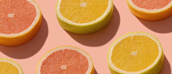 Aufkleber - Premium High-Quality Citrus Slice Pattern with Orange and Grapefruit for Summer Lifestyle Content and Modern Digital Marketing Campaigns Inspiring Freshness