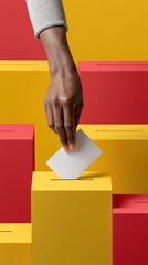 Aufkleber - High-Quality Modern Voting Concept with Hand Inserting Ballot into Box for Authentic Democratic Participation in Professional Campaign Marketing