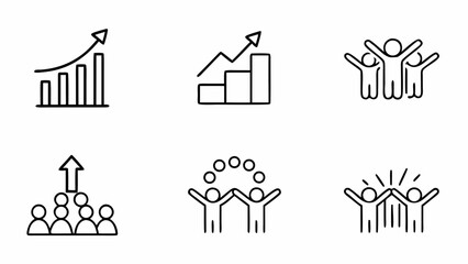 Poster - Set of business growth and teamwork icons isolated on white background