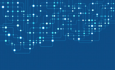 Poster - Circuit connect lines and dots. Network technology and Connection concept. Decentralized network nodes connections