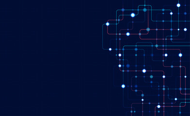 Poster - Circuit connect lines and dots. Network technology and Connection concept. Decentralized network nodes connections