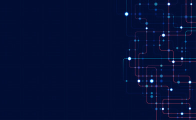 Poster - Circuit connect lines and dots. Network technology and Connection concept. Decentralized network nodes connections