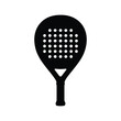 © tarek - Black silhouette of a padel tennis racket with many holes on a white background