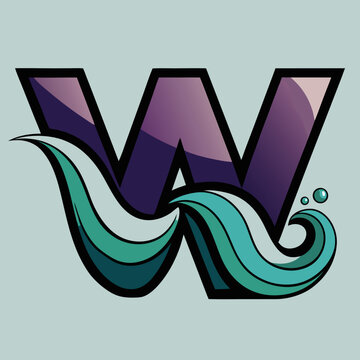 W letter logo gradient colorful illustration
