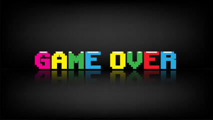 Poster - Colorful Game over.Game Over text on dark background.8 bit game.retro game.	
