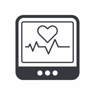 Heart Monitor Icon, Minimalist Vector Symbol for ECG, Pulse, and Cardiac Care