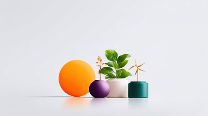 Poster - Minimalist Still Life with Geometric Shapes and Plants