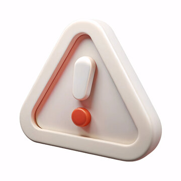 Minimalist 3d exclamation mark warning sign icon with soft curves