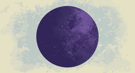 Poster - Retro grunge background with purple circle halftone pattern and old textures