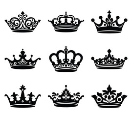 Poster - Collection of Elegant and Ornate Black Crowns
