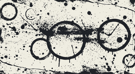 Poster - Abstract grunge background with ink splatters and circles for creative design