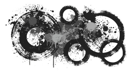 Poster - Dynamic brush stroke circles with splatters create artistic abstract background