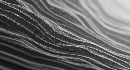 Poster - Abstract wavy grayscale background with textured lines and scattered dots surface