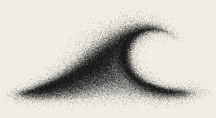Poster - Abstract Monochrome Wave Formed by Tiny Dots Creates Dynamic Visual Effect