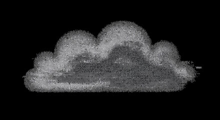 Poster - Abstract halftone cloud illustration on black background, evocative of weather forecast