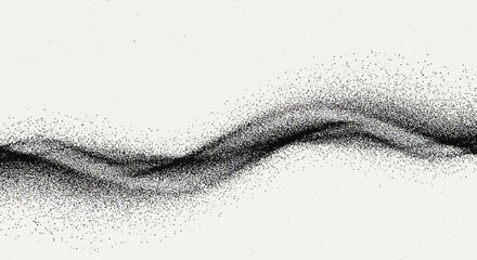 Poster - Minimalist abstract background featuring a wavy line of particles on a light surface