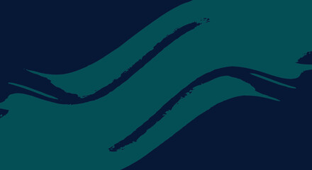 Poster - Abstract watercolor waves design in navy and teal, modern artistic background
