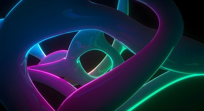Abstract geometric shapes with neon lighting