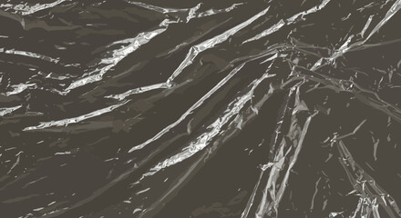 Poster - Abstract crumpled plastic wrap texture on dark background vector illustration